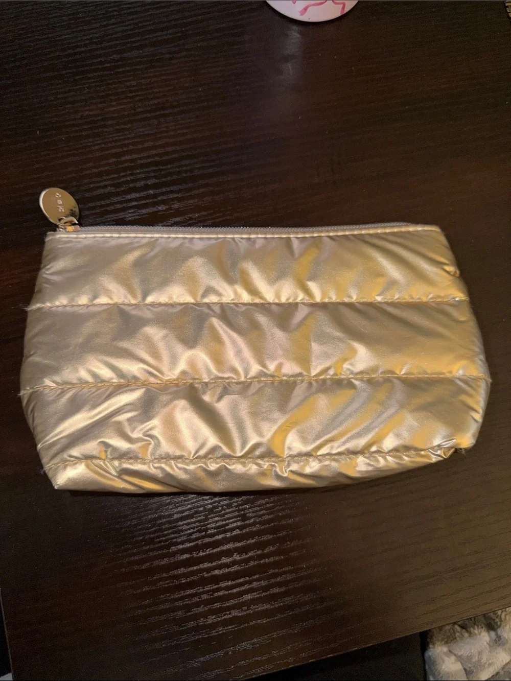 Metallic Gold Puffer cosmetic Pouch